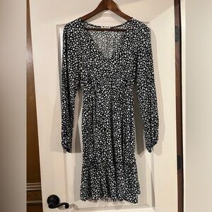 Urban Rose Animal Print Rayon Ruffle Dress Peasant Cottagecore Size M